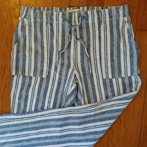 Blue and White Stripe Linen Pants